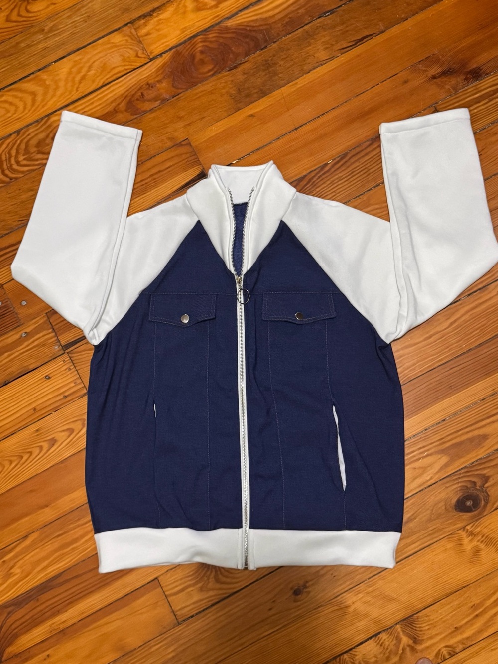 Womens XL Lightweight Jacket (Navy & White) Bomber Jacket/Varsity Style